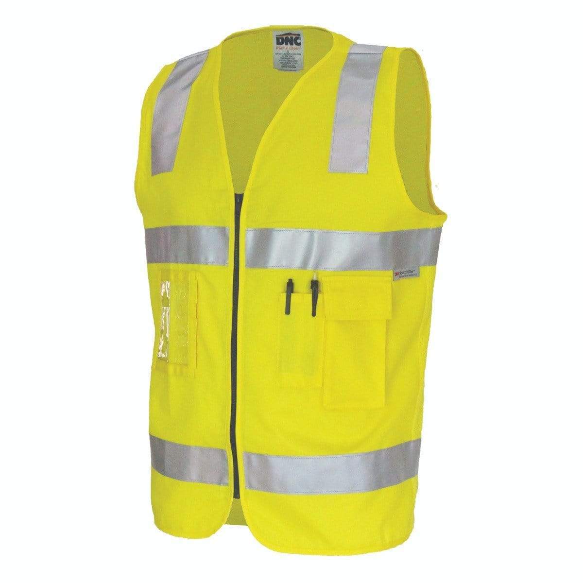 Dnc Workwear Day/night Cotton Safety Vest - 3809 Work Wear DNC Workwear Yellow S 